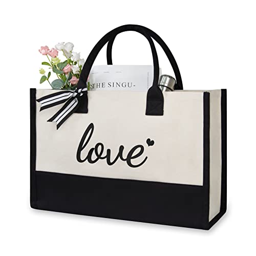 TOPDesign Canvas Tote Bag, Bridal Shower Gifts for Bride, Wedding Bachelorette Bride Gifts Shoulder Bag - style: Love