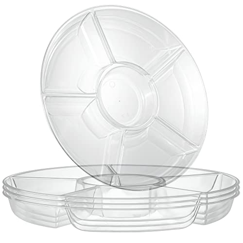 Plasticpro 6 Sectional Round Plastic Serving Tray/Platter (4, Clear) - color: Clear