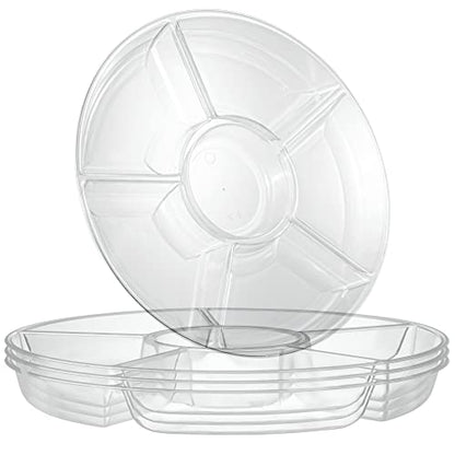 Plasticpro 6 Sectional Round Plastic Serving Tray/Platter (4, Clear) - color: Clear