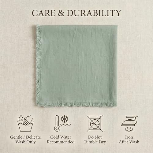 ACCENTHOME Teal Cotton Linen Napkin Set of 6 18x18 inch Dinner Napkins - Washable Soft Premium Hotel Quality Reusable Napkins Perfect Table Napkins for Family Dinners, Weddings & Everyday Use | Cotton Linen Blend Napkins, Machine Wash On Gentle Cycle, Eco