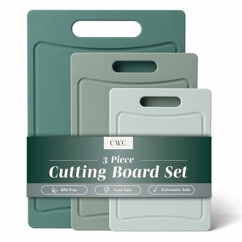COOK WITH COLOR Non-Slip Cutting Board Set – Kitchen Essentials with Easy Grip Handle for Meat, Veggies, and Fruits, 3 Cutting Boards, Mint - color: Mint, size: 3 Cutting Boards