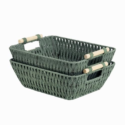 Storageworks Wicker Storage Basket, Baskets For Storage, Bosana Green - color: Bosana Green, size: Medium