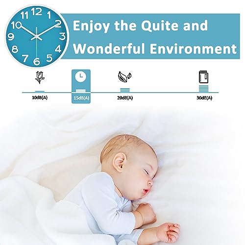 10 Inch Wall Clock, 2Pack Silent Non Ticking Battery Operated Clocks | Green Analog Clock| Living Room, Office, Classroom, Bedroom, Kitchen, Bathroom| Modern Simple Style | Easy to Read | Accurate - color: Blue, size: 10 inches
