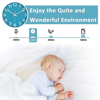 10 Inch Wall Clock, 2Pack Silent Non Ticking Battery Operated Clocks | Green Analog Clock| Living Room, Office, Classroom, Bedroom, Kitchen, Bathroom| Modern Simple Style | Easy to Read | Accurate - color: Blue, size: 10 inches