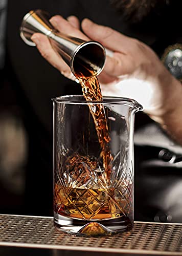 Mofado. Crystal Cocktail Mixing Glass/Premium Cocktail Shaker 18oz(540ml) - Solid and Stable Thick Bottom/Professional Quality Bartender Tool for Stirring Cocktails - Gift for Christmas, Birthday