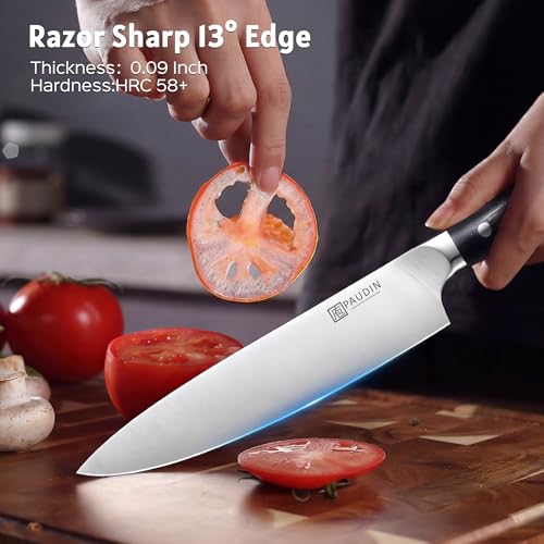 PAUDIN Chef Knife,8 Inch Professional Kitchen Knife Dishwasher Safe,Forged German Stainless Steel Sharp Cooking Knife,Ergonomic G10 Handle Full Tang Meal Prep Knives,Home Restaurant Gift for Men Women - color: Chef Knife - 8 inch