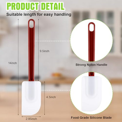 Meekoo 5 Pcs 14 Inch Rubber Spatula 500℉ High Heat Resistant Spatulas | Silicone Spatulas，for Baking Kitchen Cooking，Commercial Food Bpa Free Grade Non Stick Dishwasher Safe, Brown Red - color: Brown Red, size: 14 Inch