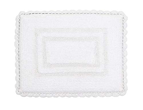 Home Weavers Casual Elegance Reversible Bathmat 100% Cotton Bathroom Rugs Set, Washable Rug, Extra Soft and Absorbent Bath Rug, Kitchen Mat, Bath Mat Set, Non Slip Mat, 17"x24" Rectangle, White - color: White, size: 1'5" x 2' (Rectangular)
