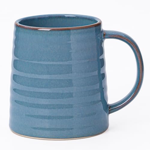 Mkour 23oz Extra Large Ceramic Coffee Mugs, Handmade Cup, Big Tea Cups with Large Handle for Office and Home, Microwave and Dishwasher Safe (Blue) - color: Blue