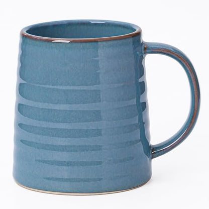 Mkour 23oz Extra Large Ceramic Coffee Mugs, Handmade Cup, Big Tea Cups with Large Handle for Office and Home, Microwave and Dishwasher Safe (Blue) - color: Blue