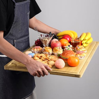 30 Inch Extra Large Bamboo Cutting Board for Kitchen, Stove Top Cover Wood Chopping Board with Handle and Juice Groove, Noodle Board, Meat Carving, and Charcuterie Board, 30 x 20 Inch - color: Natural, size: 30"L x 20"W