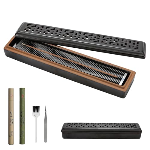 CEREMONY Incense Holder for Sticks, Ceramic Insence-Stick Holder Ash Catcher, Incense Holder Timkburner for Meditation Yoga Spa Room Incense Holder (Mesh-Brown) - color: Mesh-brown