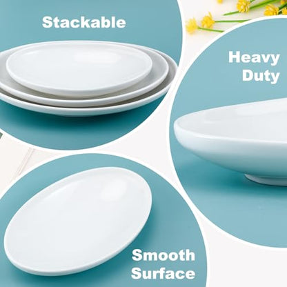 3 Pack Ceramic Oval Serving Dishes for Pasta, Porcelain Oval Serv | White Ceramic Dinner Plates, 14 Inch, 12 Inch, 10 Inch, for Party Dessert Food Sushi and Entertaining