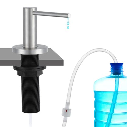 Upgraded Soap Dispenser for Kitchen Sink Brushed Nickel, Stainless Steel Countertop Pump, Built in Sink Soap Dispenser with 47" Extension Tube kit - color: Brushed Nickel
