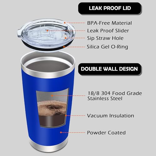 20oz Tumbler with Lid Stainless Steel Tumblers Insulated Mug Dark Blue 12P - color: Dark Blue