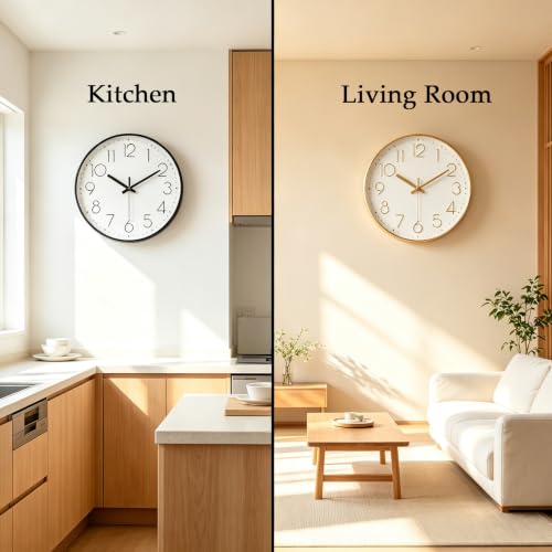 2 Pack Black&Gold Wall Clock 12 Inch Silent Wall Clocks Battery Operated | Home Office Kitchen School - color: Black&gold, size: 2 Pack-12 Inch