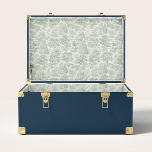 Momento Wedding Keepsake Trunk | Personalized Memory Box for Wedding Mementos | Handmade in USA | Metal and Plywood Construction | Standard Size 20" (Navy/Forest) - color: Navy/Forest, size: Standard (20")