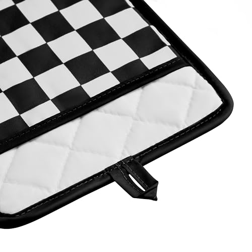 Ohocut Checkered Pot Holder, Black and White Checkerboard Potholders for Kitchen, Silicone Pot Holders with Pocket for Kitchen Clearance 2 Pack Set, Hot Pads and Oven Mitts for Cooking Baking - color: Black and White