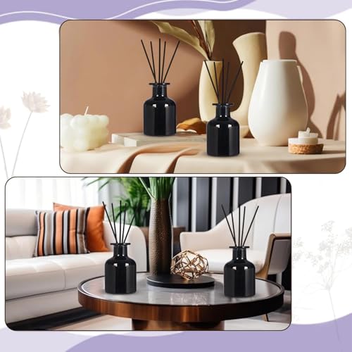 4 Pack Perfume Reed Diffuser Bottle,Empty Big Belly Aromatherapy Essential Oil Bottles Glass Jar with Black Sticks for DIY Fragrance Replacement Diffuser Sets (150ml/ 5 oz, Black Color) - color: Black( 5 Oz )