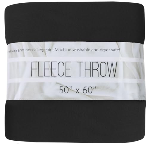 50x60 Throw Blankets, Ultra Soft Hypoallergenic Fleece Fall Throw Blanket for Livingroom, Couch, Chair, Bed, Black - color: Solid Black