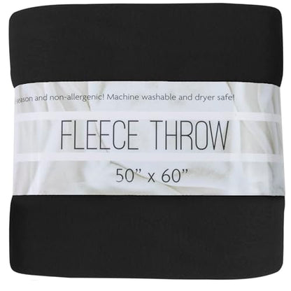 50x60 Throw Blankets, Ultra Soft Hypoallergenic Fleece Fall Throw Blanket for Livingroom, Couch, Chair, Bed, Black - color: Solid Black