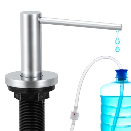 Soap Dispenser for Kitchen Sink Polished Chrome, Stainless Steel Countertop Pump, Built in Sink Soap Dispenser with 47" Extension Tube kit - color: Polished Chrome