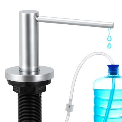 Soap Dispenser for Kitchen Sink Polished Chrome, Stainless Steel Countertop Pump, Built in Sink Soap Dispenser with 47" Extension Tube kit - color: Polished Chrome