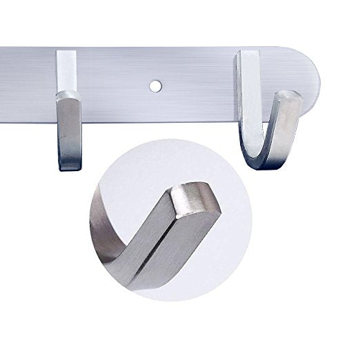 Wall Mounted Coat Hook Rack, 16-Inch with 6 Hooks, 304 Stainless Steel Brushed Nickel, for Bedroom, Bathroom, Foyer, Hallway - size: 6 hooks