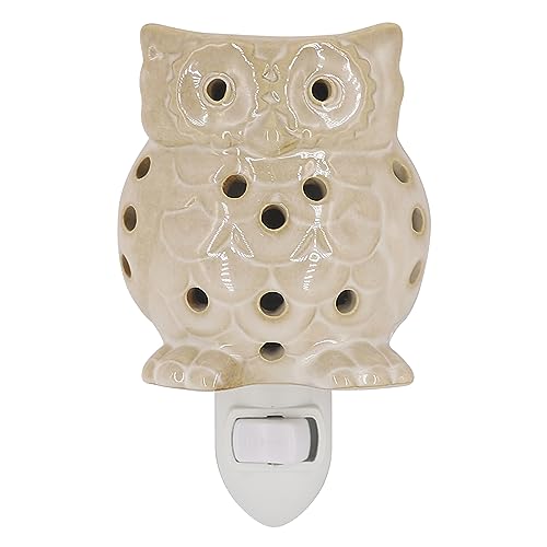 Wall Plug-in Electric Wax Melt Warmer Decorative Ceramic Fragrance Warmer for Scented Candle, Wax Melts, Tarts and Fragrance Oils, Night Light Decor., Owl - color: Cream Owl