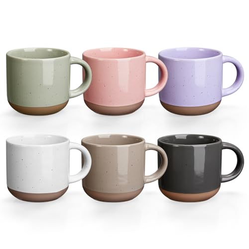 Gencywe® Morandi Color Ceramic Mini Espresso Cups Set of 6, 5 oz Expresso Mugs with Handle,Porcelain Coffee Mugs Demitasse Cups, Modern Style Cups, Microwave Dishwasher Safe Suit for Espresso Machine
