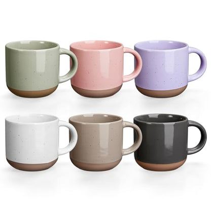 Gencywe® Morandi Color Ceramic Mini Espresso Cups Set of 6, 5 oz Expresso Mugs with Handle,Porcelain Coffee Mugs Demitasse Cups, Modern Style Cups, Microwave Dishwasher Safe Suit for Espresso Machine