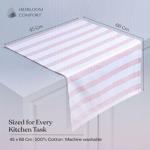 Burgundy Striped Kitchen Dish Towels (5-Pack), Quick Dry, Ultra Absorbent & Durable, 100% Cotton Multi Pin Stripe Towels for Drying Dishes, Wiping, and Daily Kitchen Cleanup - color: Burgundy Wine / Maroon, style: 5 Pack