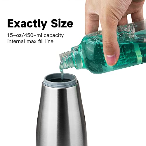 AIKE 15oz Liquid Soap Dispenser for Dish and Hand Soap Stainless Finish | Easy Push Durable Pump, No-Slip Base with Clear Liquid Window, Easy Refill Wide Opening, for Kitchen Sink and Bathroom - color: Brushed