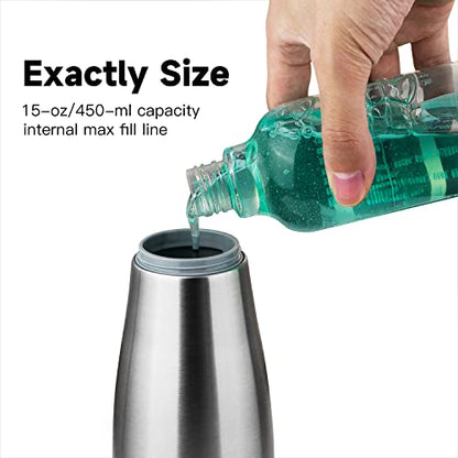 AIKE 15oz Liquid Soap Dispenser for Dish and Hand Soap Stainless Finish | Easy Push Durable Pump, No-Slip Base with Clear Liquid Window, Easy Refill Wide Opening, for Kitchen Sink and Bathroom - color: Brushed
