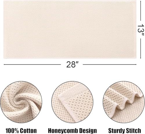 Kitinjoy 100% Cotton Waffle 12-Pack Kitchen Towels, 13" x 28", Beige | Super Soft, Ultra-Absorbent, Fast Drying, lightweight, Quick Drying Kitchen Hand Towels - color: Beige, size: 13 x 28 - 12 Pack