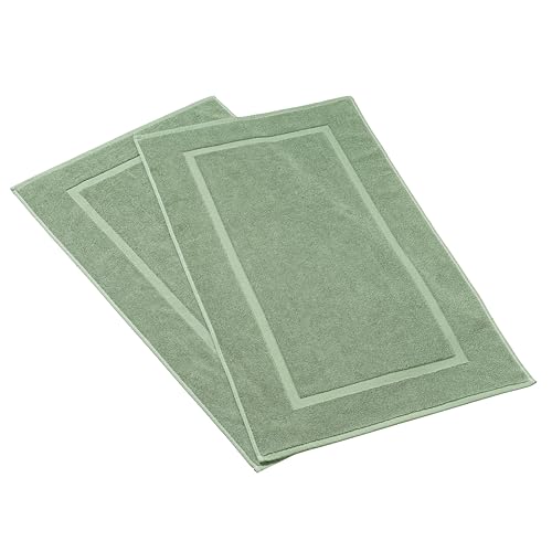 HILLFAIR-900 GSM-100% Ringspun Cotton Floor Towels mat- Hotel-Spa Tub-Shower Bathroom Floor mat Towels- 21 x 34 Inch - Terry Cotton Bath Mats, Machine Washable, Absorbent- 2 Peice Towel Set- Sage - color: Sage, size: 2 Piece Towel Set