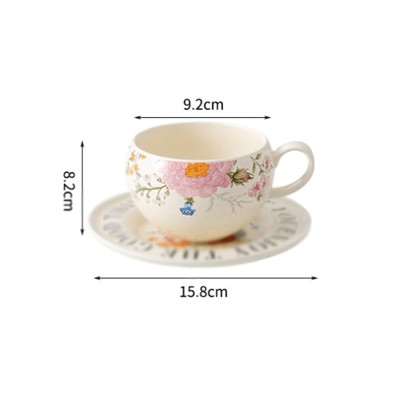 Country Plant Flower Ceramic Tea Cup Saucer Set as Afternoon Gift - color: Style5