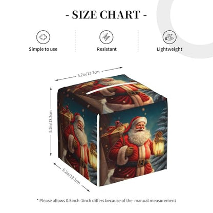 Christmas Santa Claus Tissue Box Cover Square,Merry Christmas Tissue Box Holder Waterproof Leather Facial Paper Organizer Dispenser for Bathroom Home Car Nightstand Vanity Desk - color: Color-25