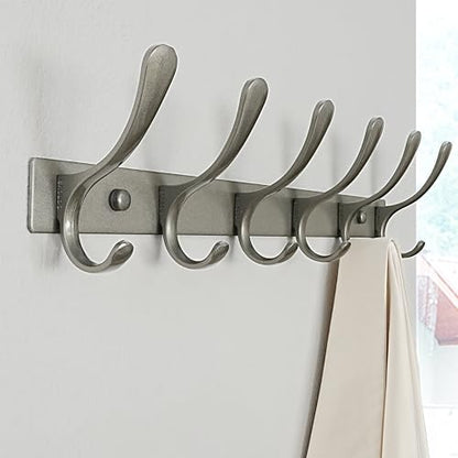 SKOLOO Coat Rack Wall Mounted - 6 Hooks, Heavy Duty, Stainless Steel, Metal Wall Hangers, Sturdy Coat Hooks for Hanging Coats, Jacket, Clothes, Hat, Matte Grey - color: Matte Grey, size: 6 Hook(1 Pack)