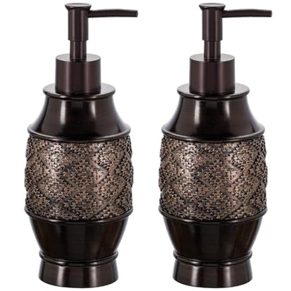 Creative Scents Dublin Brown Bathroom Soap Dispenser Set of 2 | Decorative Resin 8 Oz. Hand Soap and Lotion Dispenser Bottles with Matching Pumps - Bathroom Countertop Accessories Decor - style: Soap dispenser set