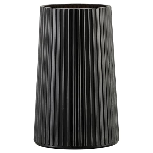 Black Glass Vase for Flower, Flower Vase for Bouquet, Modern Glass Vases, Ribbed Vases for Living Room, Bedroom, Dining Table, Office, Wedding, Centerpieces, 8 Inches - color: Dark, size: Large