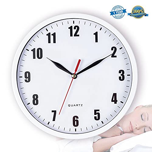 SAC SMARTEN ARTS 8" Silent Quartz Wall Clock Non-Ticking Digital Clock - color: 01 White