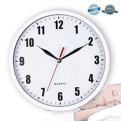 SAC SMARTEN ARTS 8" Silent Quartz Wall Clock Non-Ticking Digital Clock - color: 01 White