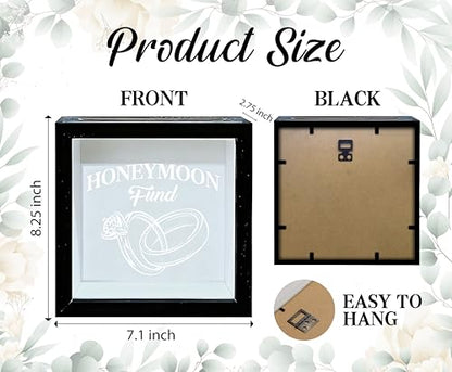 Honeymoon Fund Box, 8×8 Wedding Shadow Box Frame with Slot, Wedding Rings Money Saving Decoration for Reception Bridal Shower, Travel Fund Memory Keepsake Gift for Newlyweds -A23 - size: 8×8 wedding rings