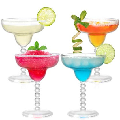 TOPZEA Acrylic Margarita Glasses Set of 4, 13.5 oz Shatter-proof Plastic Daiquiri Cocktail Cup, Unbreakable Martini Champagne Coupe Glasses Drinkware for Poolside, Bar, Party, BPA-free, Reusable