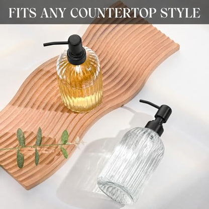 Clear Glass Soap Dispenser | with Matte Black 304 Rustproof Stainless Steel Pump 18oz for Kitchen and Bathroom Hand Soap Dispenser Bottle - color: Clear-black Pump