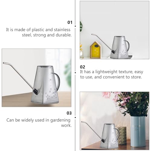 Toddmomy Long Spout Watering Can 1.4l Grey Garden Tool for Indoor and Outdoor Plant Watering with Gentle Flow and Sturdy