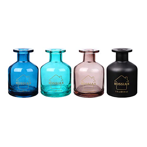 HOSSIAN 150ml/50oz 4PCS Reed Diffuser Bottles,Fragrance Diffuser Empty Bottle with 28pcs Reed Sticks for Home Fragrance Accessories and Women Gift Room,Home,Bathroom Decor (4 Color) - color: 4 Color