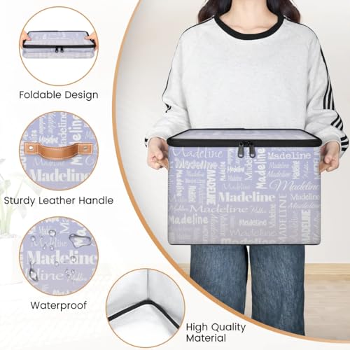 Storage Basket Custom Name, Personalize Keepsake Box, Purple White | Foldable Fabric Gradient Large Memory Bin with Handle Lid Lightweight Waterproof Dustproof, 14"L x 10.2"W x 10.4"H - color: Option 15