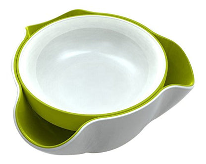 Joseph Joseph DDWG010GB Double Dish Pistachio Bowl and Snack Serving Bowl, Green/White - color: Green/White